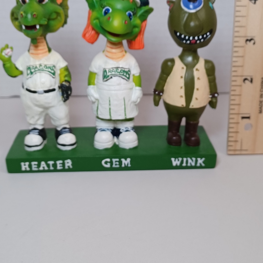 VTG Rare Dayton Dragons Baseball Triple Mascot Figurine Bobblehead Set - Picture 9 of 12